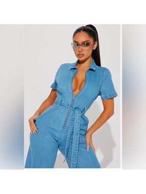 Forever 21 Denim Jumpsuit with Belt